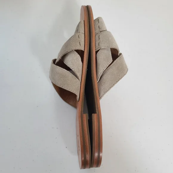 Frye Carla Suede Criss Cross Slip-On Sandals in Ash - Picture 6 of 8